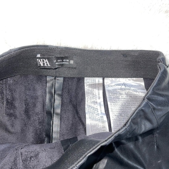 Zara - Skinny Faux Leather high rise black Pants size small - Picture 5 of 11